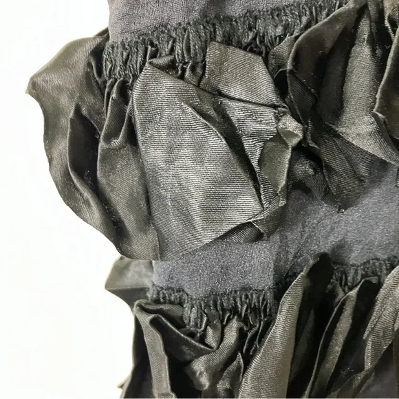 Vintage black ruffle bodycon bandage dress midi cocktail party frilly tiered - Picture 8 of 9